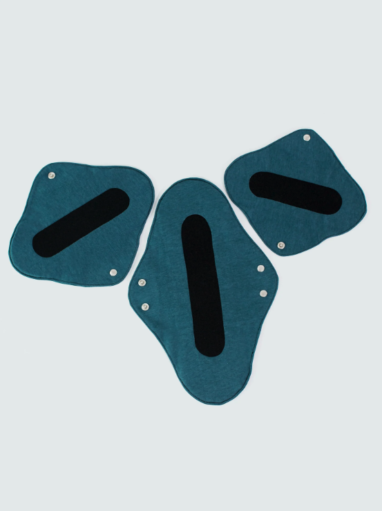 Dame reusable period pads in three sizes.