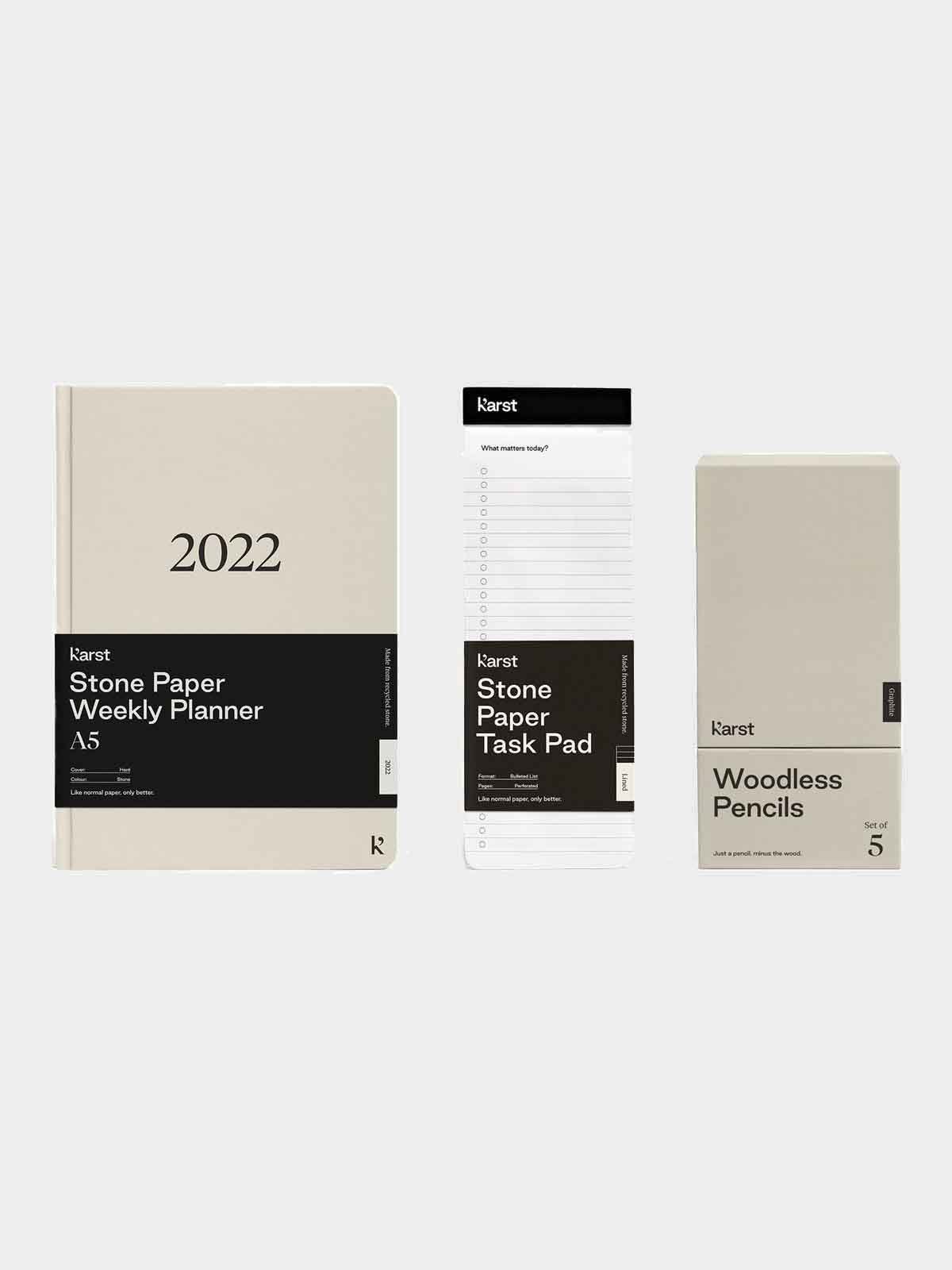 Karst Weekly Planner, Task Pad, Woodless Pencils