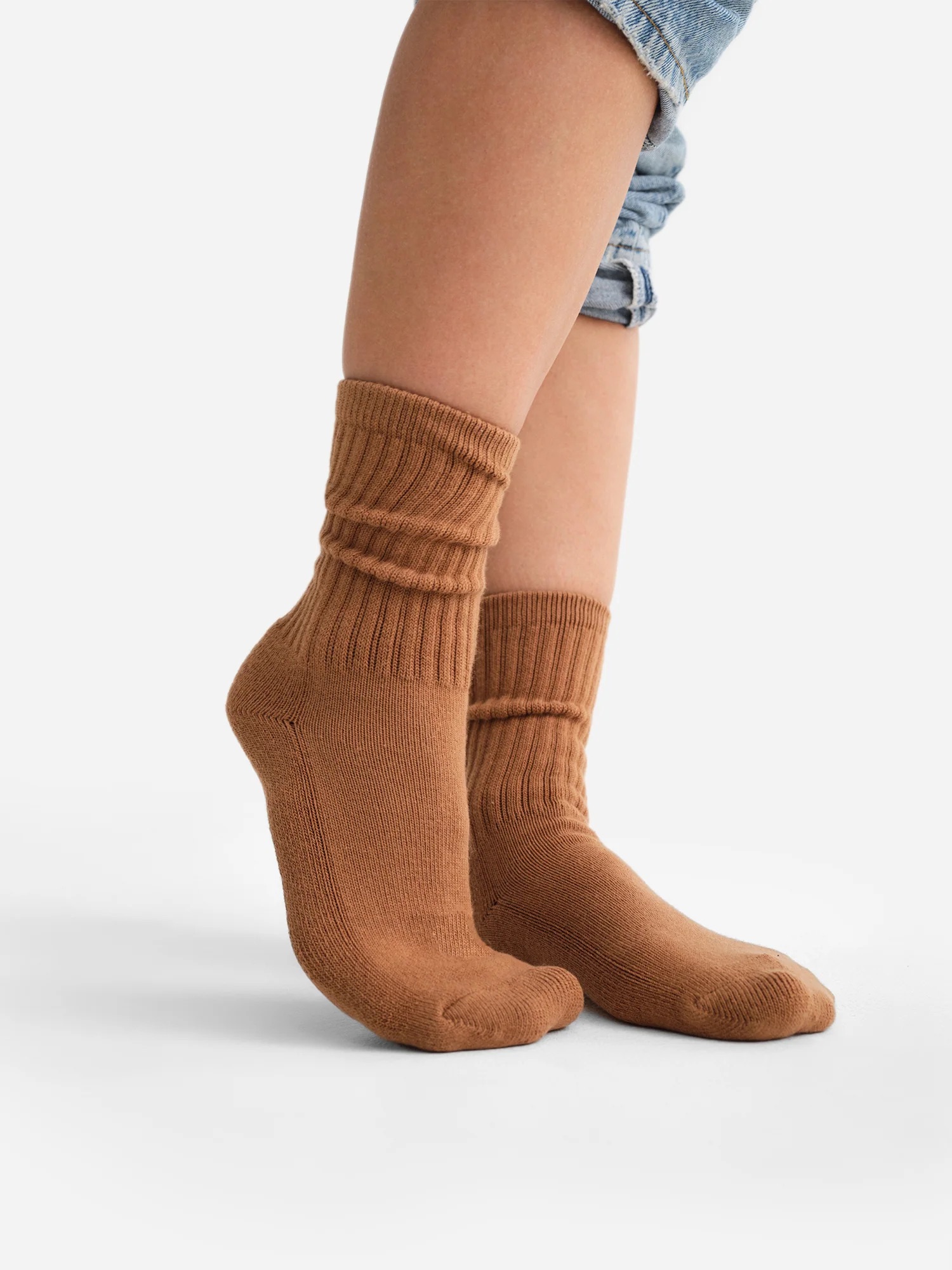 Close up of a model wearing MATE the Label socks.