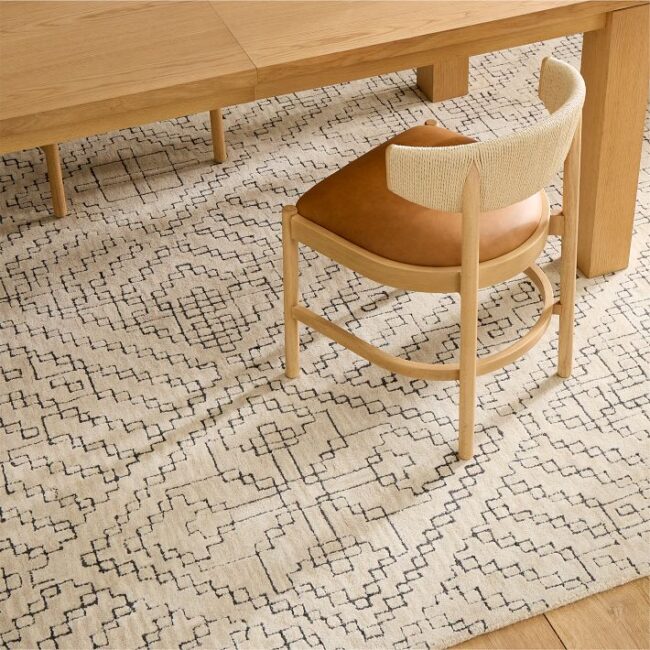 A chair under a table.